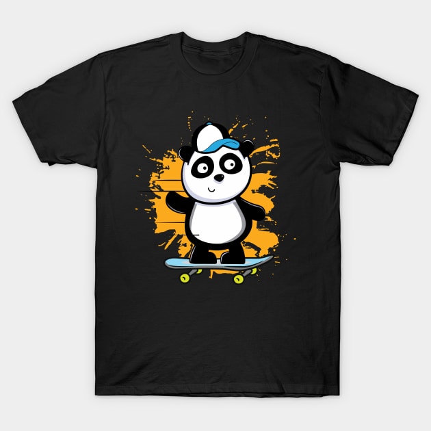 Skating Panda T-Shirt by Chaoscreator